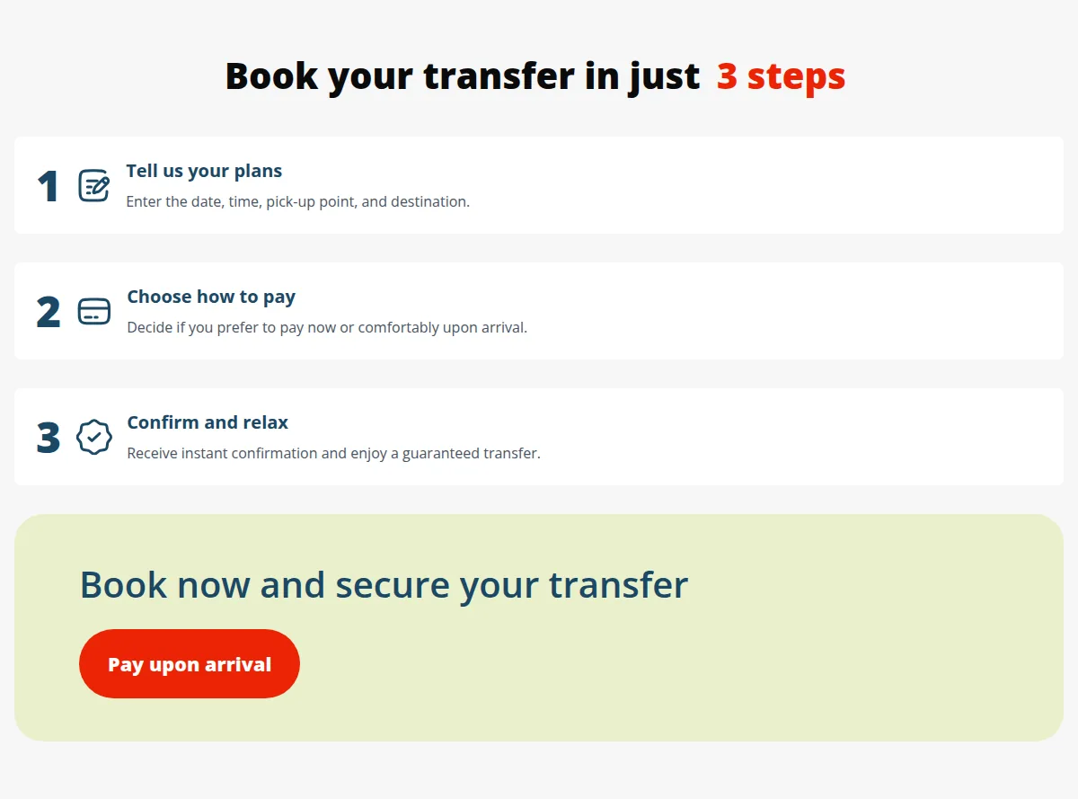 Island Tour Transfer booking in three steps