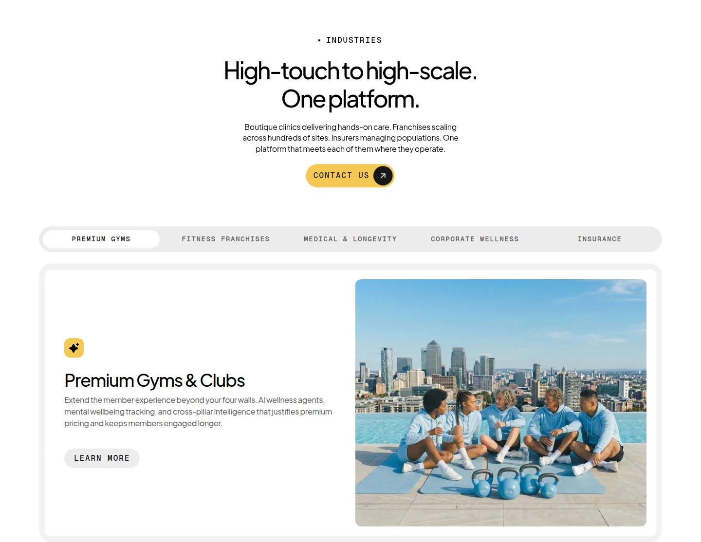 Nutrogen industries: gyms, franchises, clinics, corporate, insurance