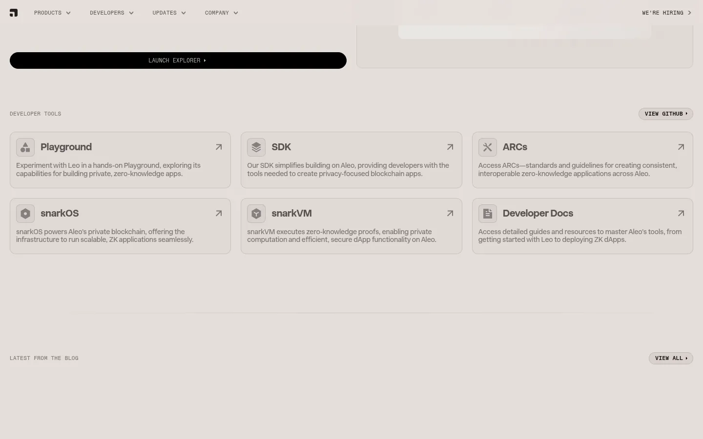 Provable developer tools: Playground, SDK, ARCs, snarkOS, snarkVM, and docs